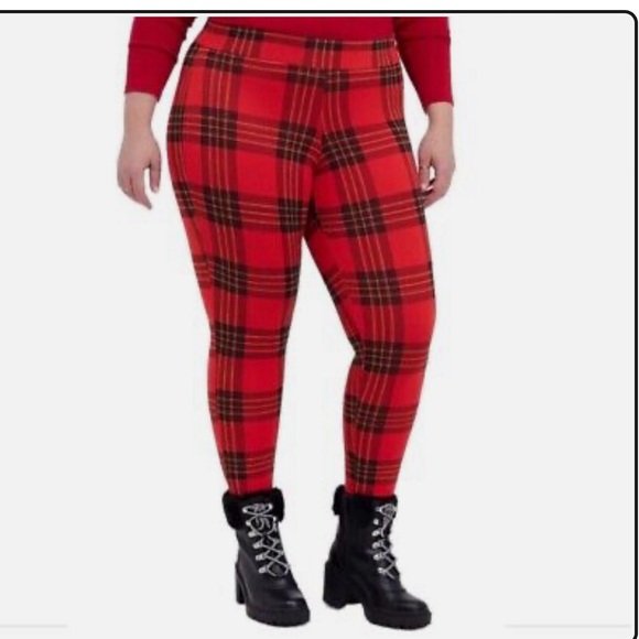 Torrid NWOT Size 2 Red Plaid Full Length Legging - Picture 1 of 6
